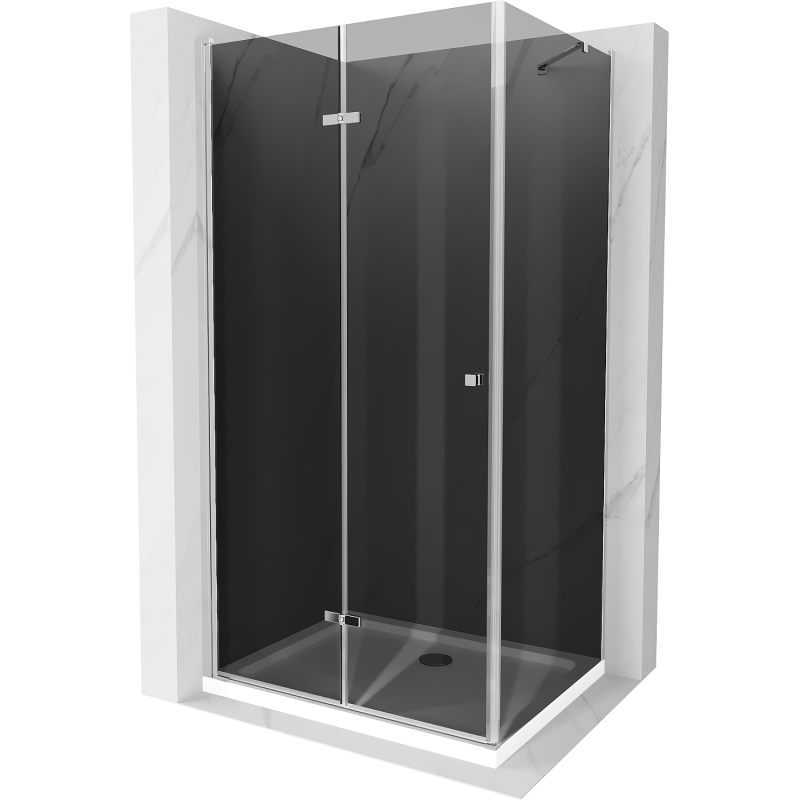 Mexen Lima kabina prysznicowa składana 70 x 100 cm, grafit, chrom + brodzik Flat, biały - 856-070-100-01-40-4010
