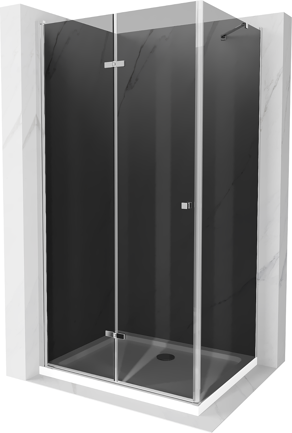 Mexen Lima kabina prysznicowa składana 70 x 100 cm, grafit, chrom + brodzik Flat, biały - 856-070-100-01-40-4010