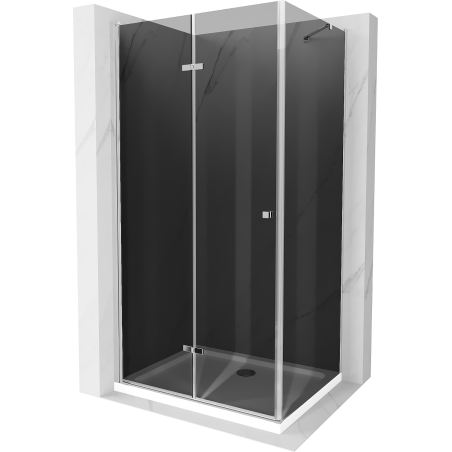 Mexen Lima kabina prysznicowa składana 100 x 120 cm, grafit, chrom + brodzik Flat, biały - 856-100-120-01-40-4010