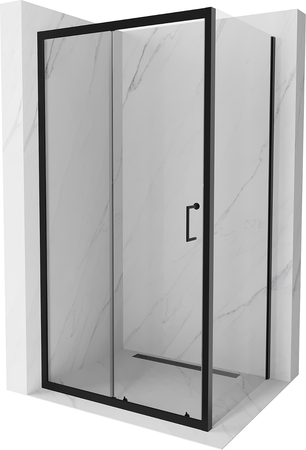 Mexen Apia kabina prysznicowa rozsuwana 130 x 70 cm, transparent, czarna - 840-130-070-70-00