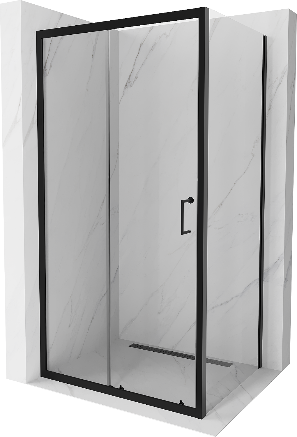Mexen Apia kabina prysznicowa rozsuwana 125 x 70 cm, transparent, czarna - 840-125-070-70-00
