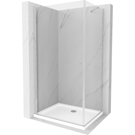 Mexen Pretoria kabina prysznicowa uchylna 70 x 100 cm, transparent, chrom + brodzik Flat - 852-070-100-01-00-4010