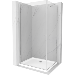 Mexen Pretoria kabina prysznicowa uchylna 100 x 70 cm, transparent, chrom + brodzik Flat - 852-100-070-01-00-4010