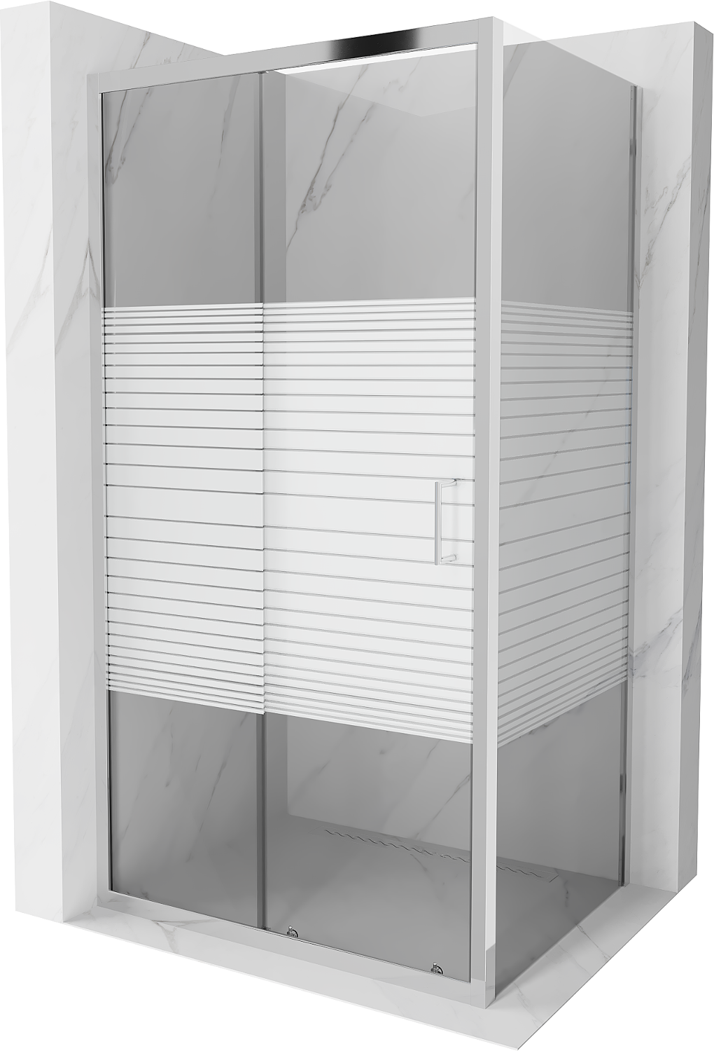 Mexen Apia kabina prysznicowa rozsuwana 135 x 80 cm, pasy, chrom - 840-135-080-01-20