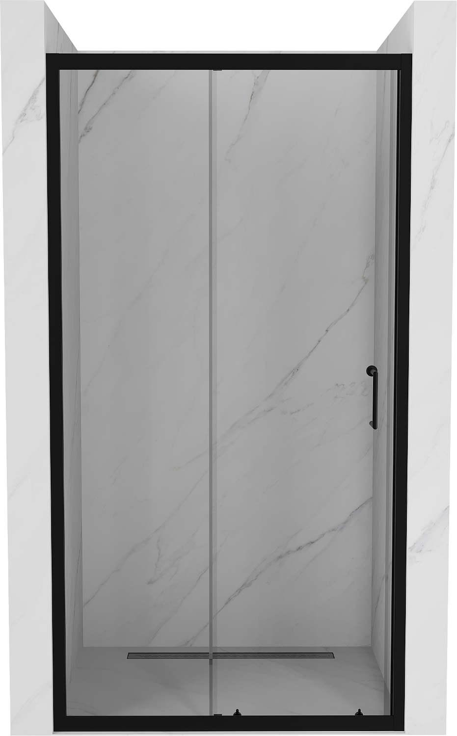 Mexen Apia drzwi prysznicowe rozsuwane 145 cm, transparent, czarne - 845-145-000-70-00