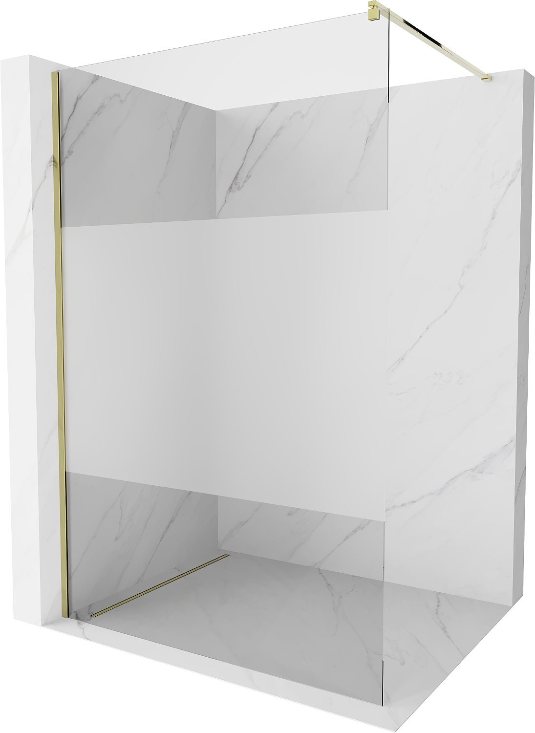 Mexen Kioto ścianka prysznicowa Walk-in 130 x 200 cm, transparent/szron 8 mm, złota - 800-130-101-50-35