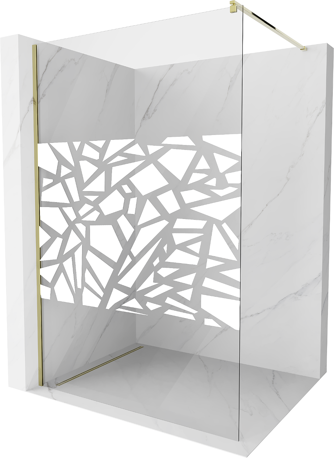 Mexen Kioto ścianka prysznicowa Walk-in 70 x 200 cm, biały wzór 8 mm, złota - 800-070-101-50-85