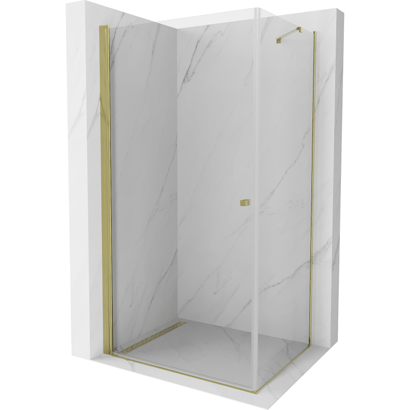 Mexen Pretoria kabina prysznicowa uchylna 90 x 70 cm, transparent, złota - 852-090-070-50-00