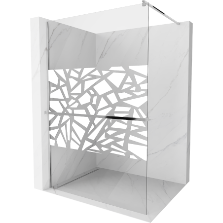 Mexen Kioto+ ścianka prysznicowa z półką Walk-in 110 x 200 cm, biały wzór, chrom - 800-110-121-01-85