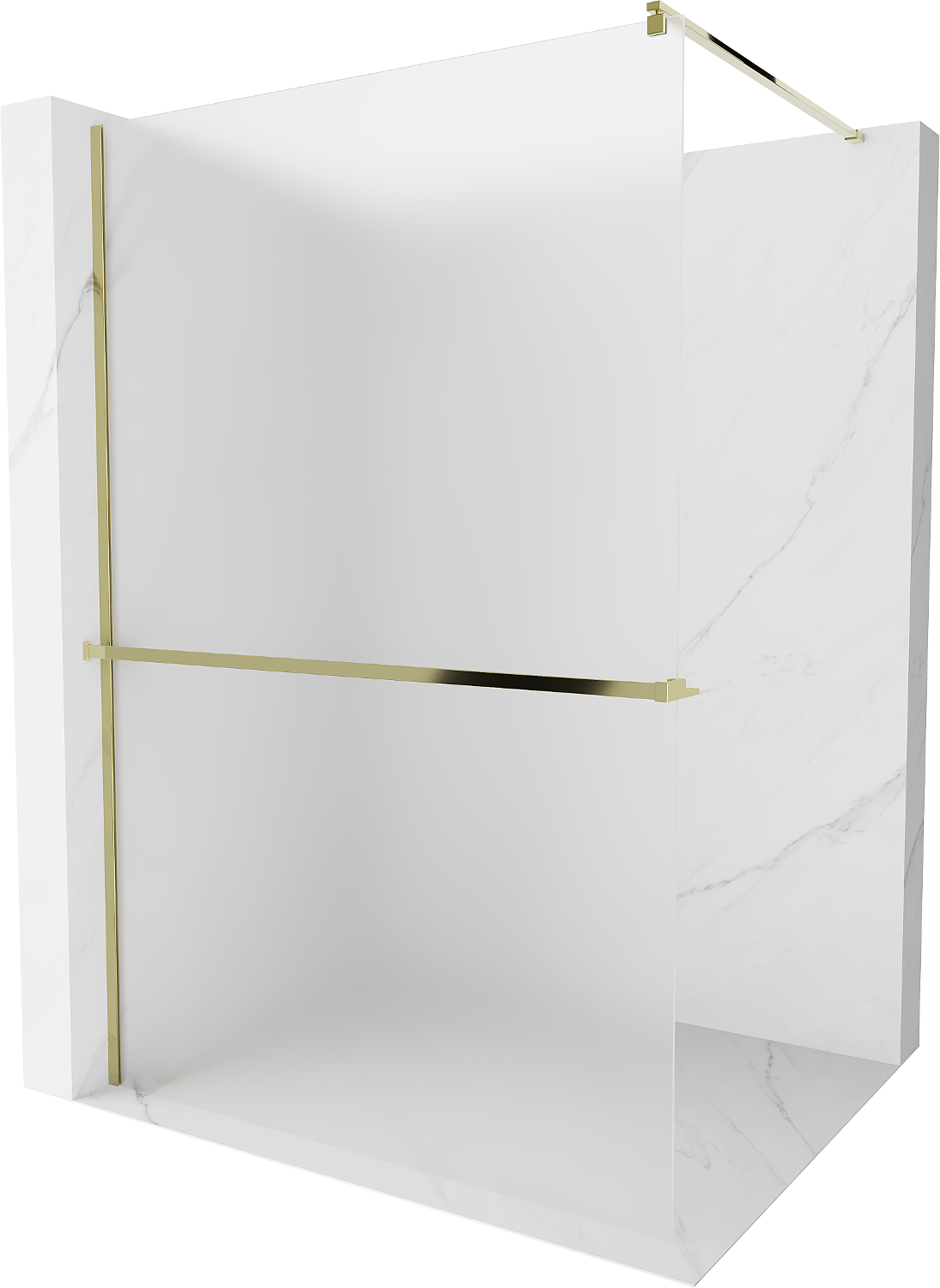 Mexen Kioto+ ścianka prysznicowa z półką Walk-in 110 x 200 cm, szron, złota - 800-110-121-50-30