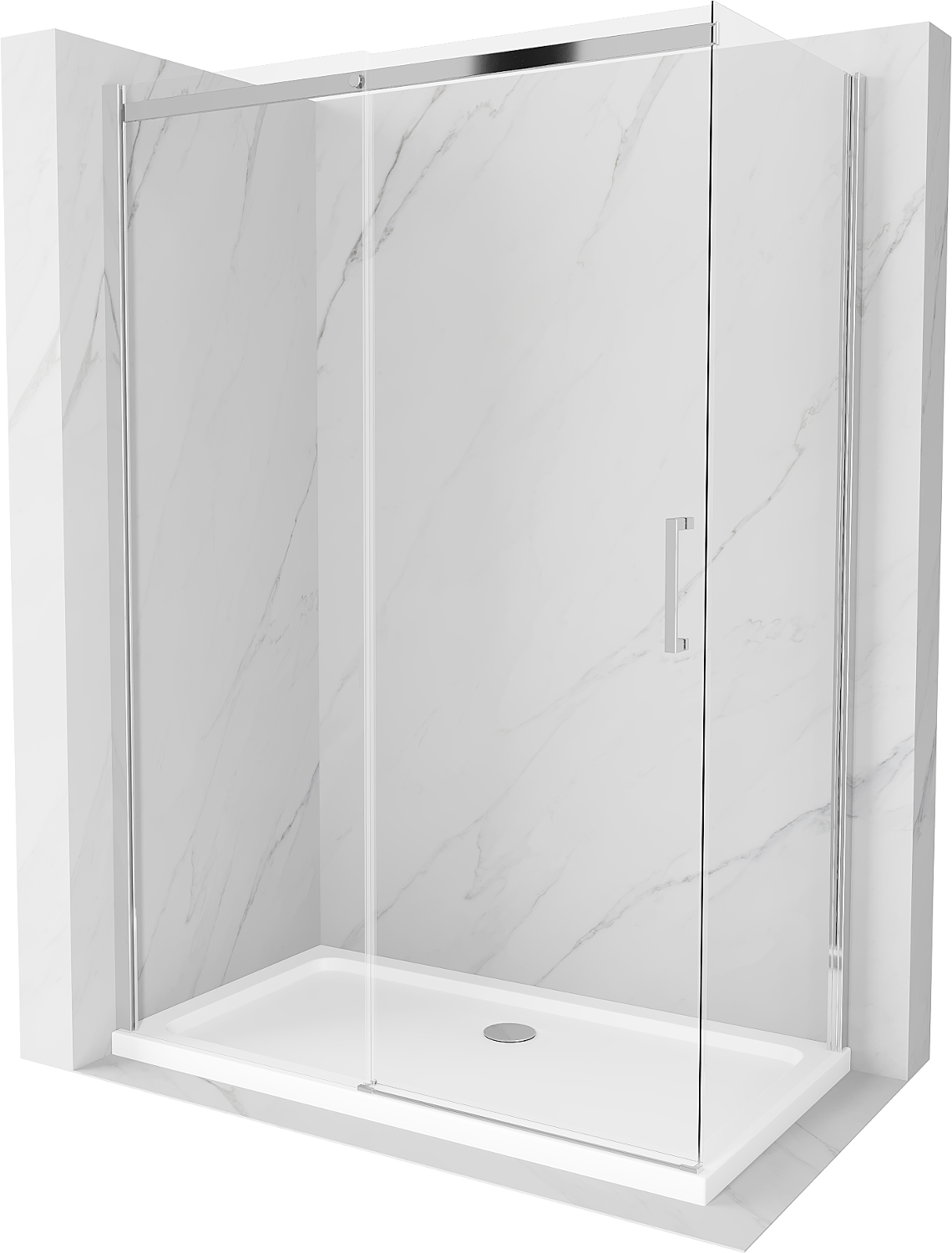 Mexen Omega kabina prysznicowa rozsuwana 130 x 70 cm, transparent, chrom + brodzik Flat - 825-130-070-01-00-4010
