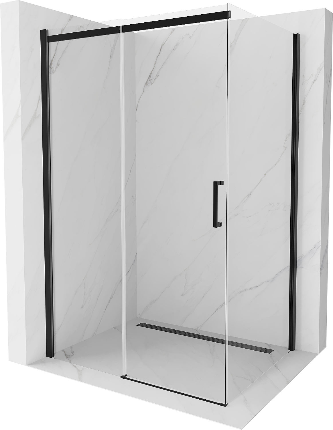 Mexen Omega kabina prysznicowa rozsuwana 110 x 70 cm, transparent, czarna - 825-110-070-70-00