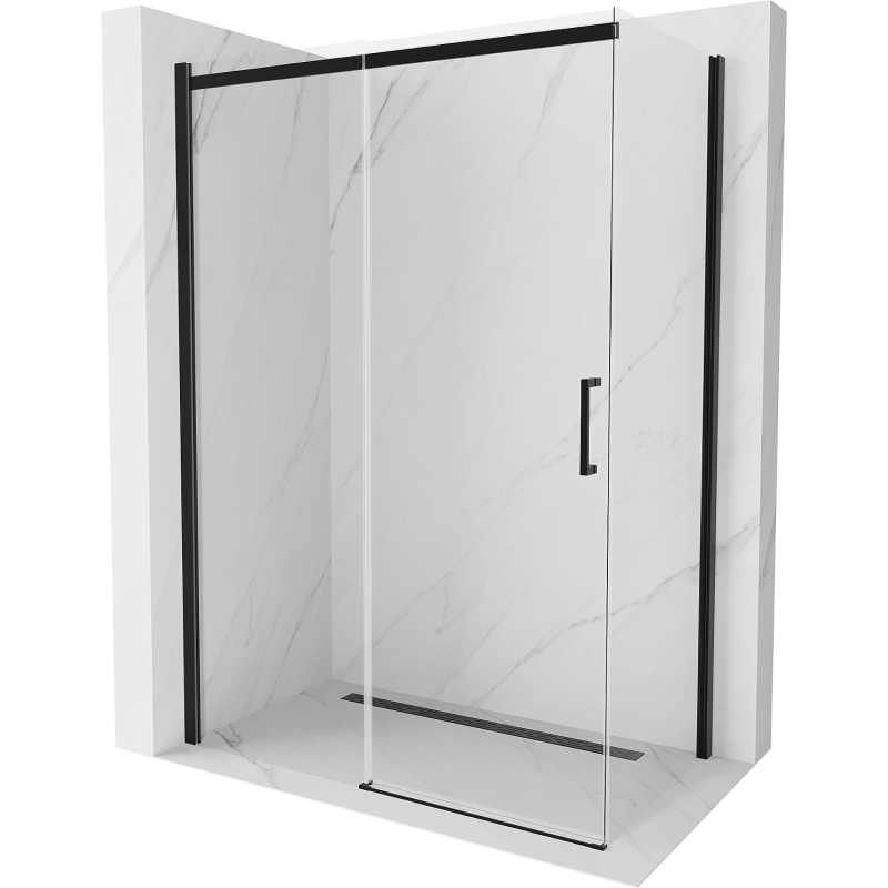 Mexen Omega kabina prysznicowa rozsuwana 140 x 80 cm, transparent, czarna - 825-140-080-70-00