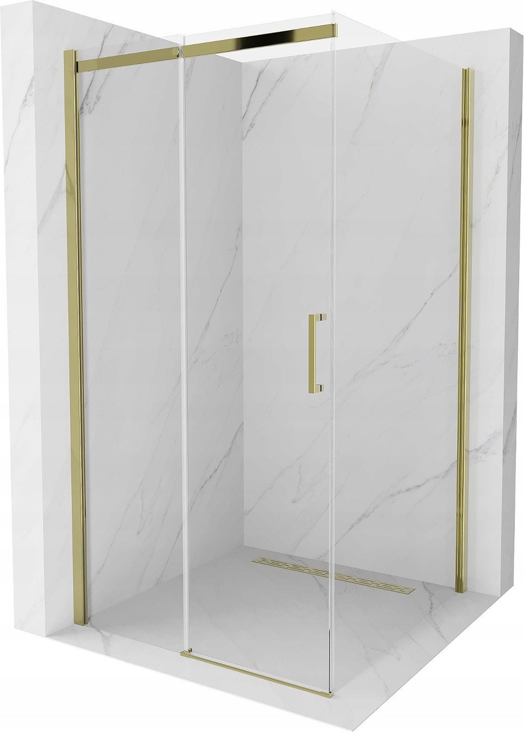 Mexen Omega kabina prysznicowa rozsuwana 100 x 100 cm, transparent, złota - 825-100-100-50-00