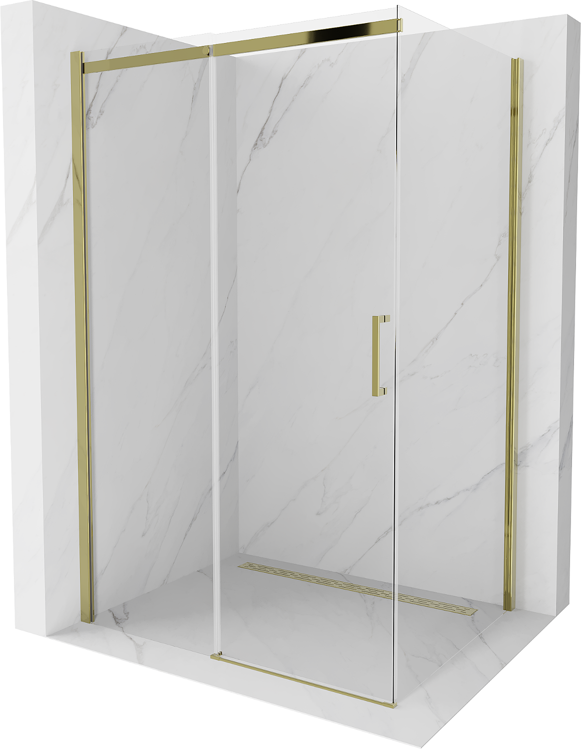 Mexen Omega kabina prysznicowa rozsuwana 130 x 100 cm, transparent, złota - 825-130-100-50-00