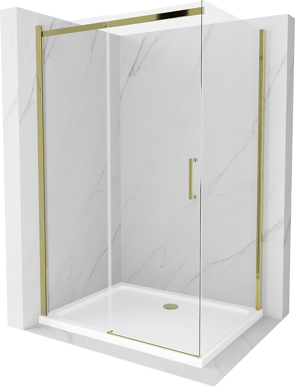 Mexen Omega kabina prysznicowa rozsuwana 110 x 90 cm, transparent, złota + brodzik Flat - 825-110-090-50-00-4010