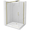 Mexen Omega kabina prysznicowa rozsuwana 110 x 100 cm, transparent, złota + brodzik Flat - 825-110-100-50-00-4010