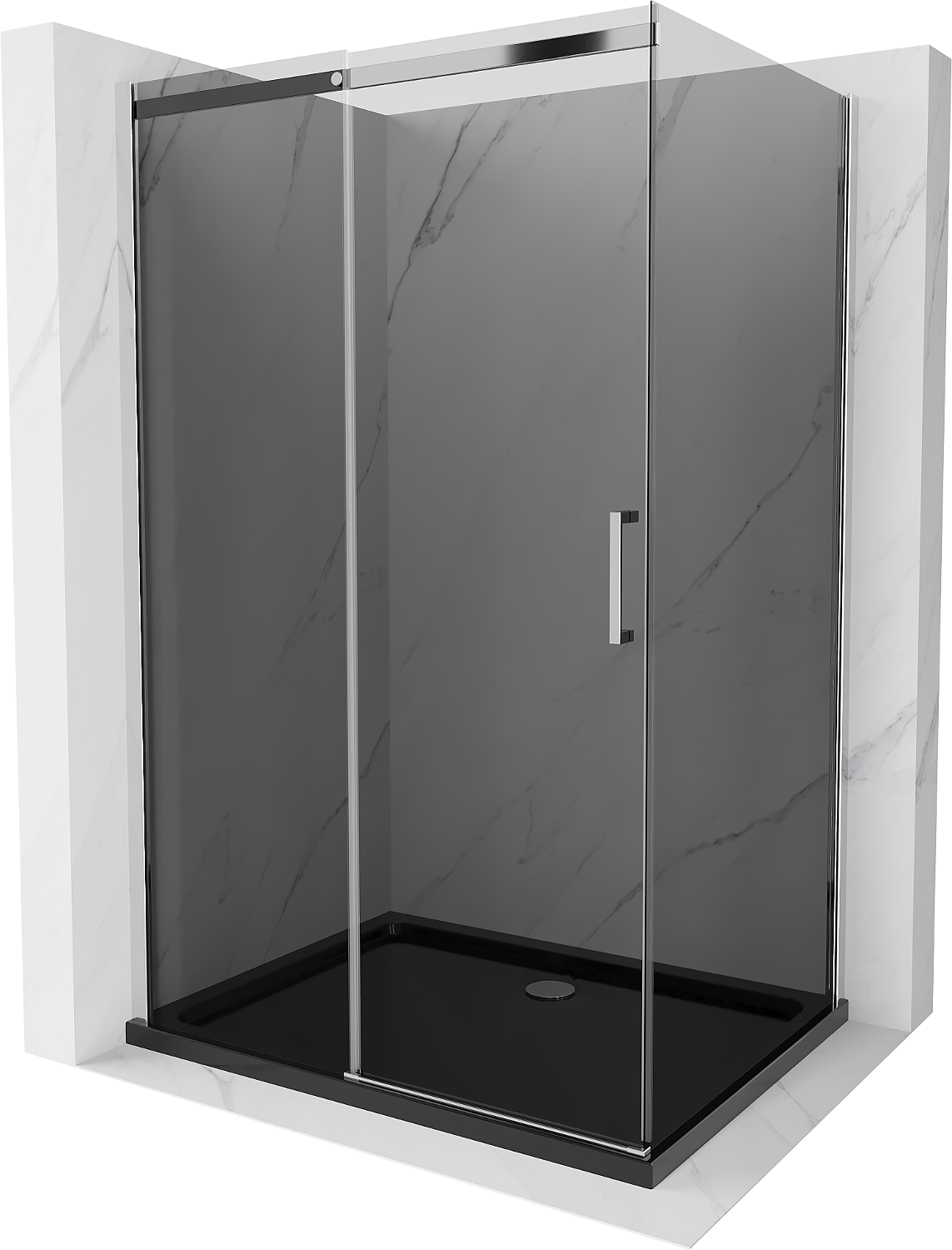 Mexen Omega kabina prysznicowa rozsuwana 100 x 80 cm, grafit, chrom + brodzik Flat, czarny - 825-100-080-01-40-4070