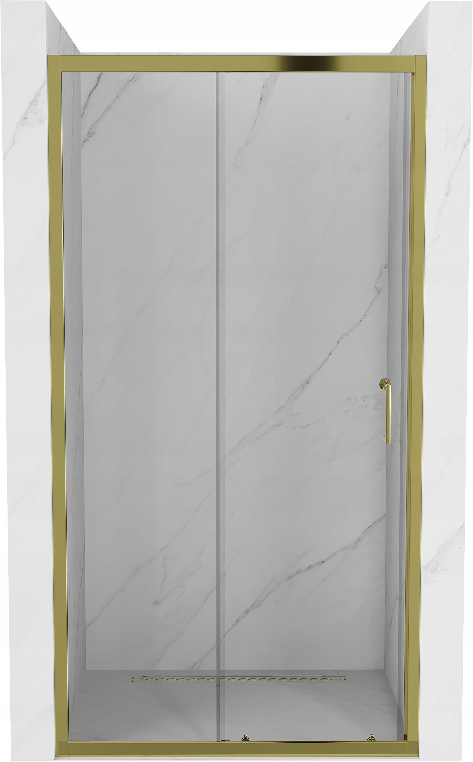 Mexen Apia drzwi prysznicowe rozsuwane 125 cm, transparent, złote - 845-125-000-50-00