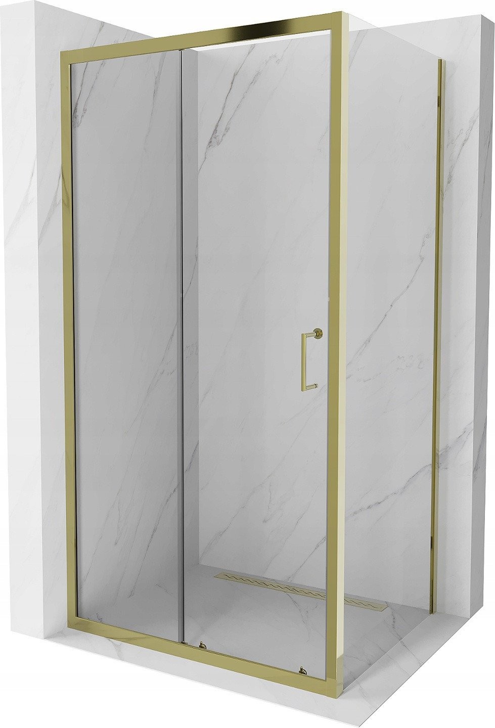 Mexen Apia kabina prysznicowa rozsuwana 115 x 70 cm, transparent, złota - 840-115-070-50-00