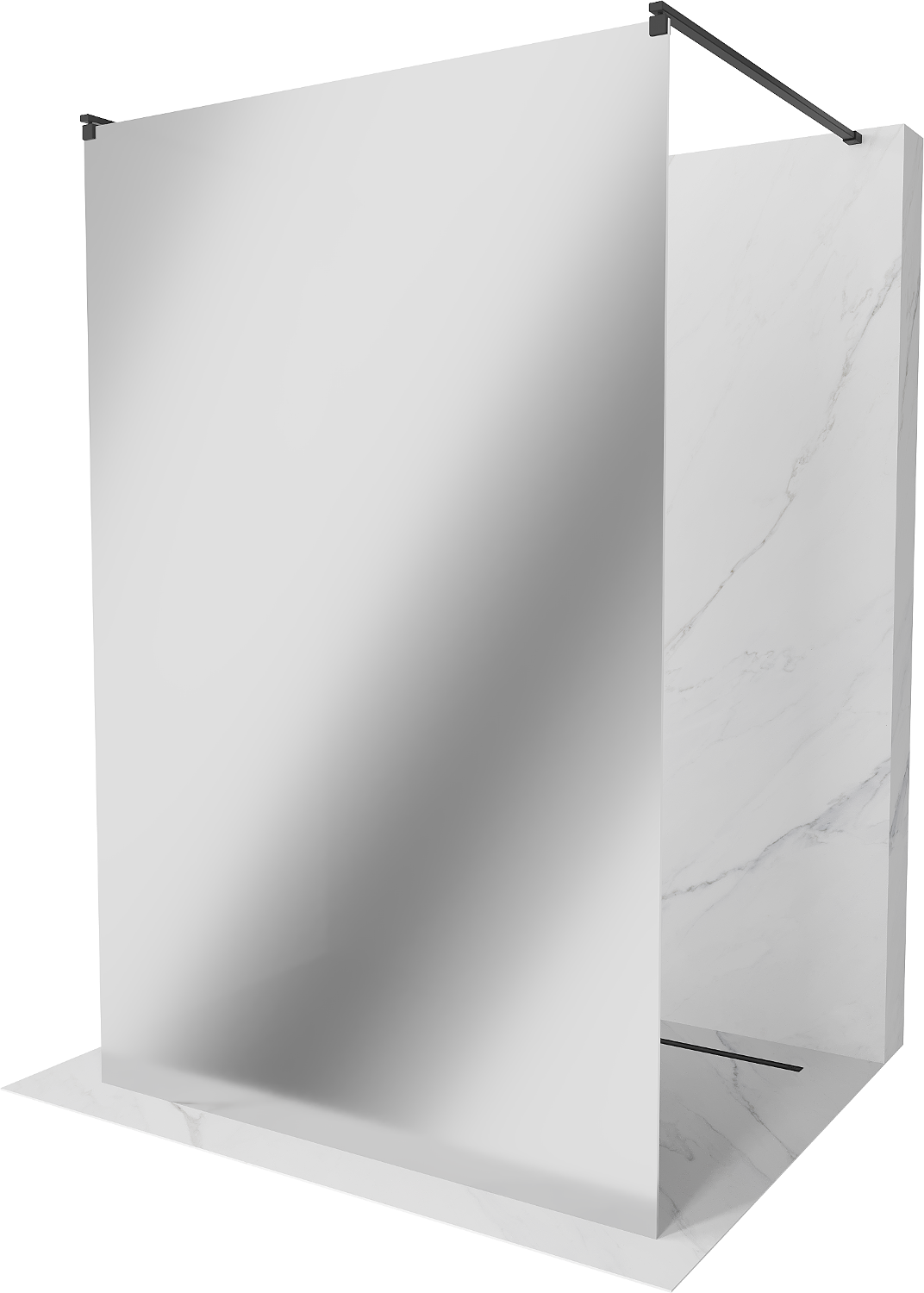 Mexen Kioto ścianka prysznicowa wolnostojąca 100 x 200 cm, lustro 8 mm, czarna - 800-100-002-70-50