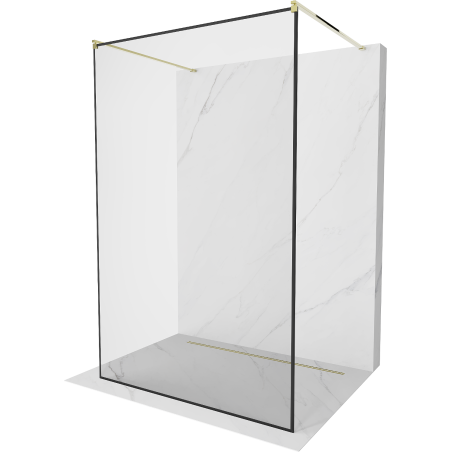 Mexen Kioto ścianka prysznicowa wolnostojąca 110 x 200 cm, czarny wzór 8 mm, złota- 800-110-002-50-70
