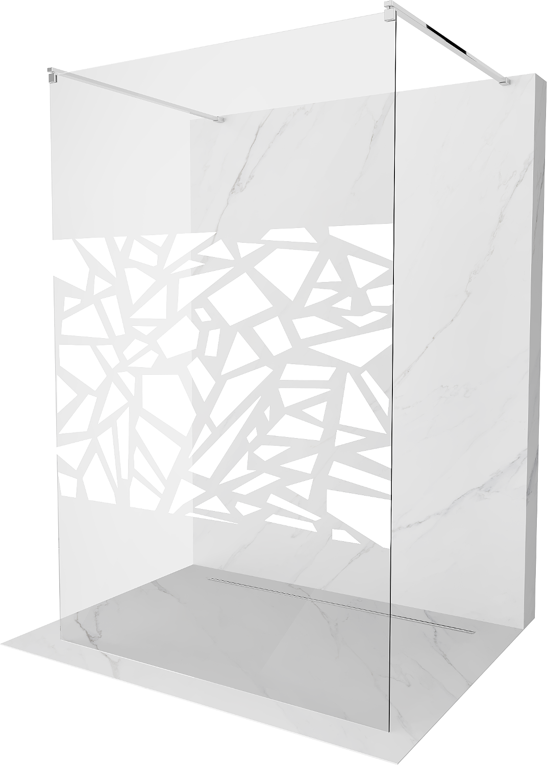 Mexen Kioto ścianka prysznicowa wolnostojąca 110 x 200 cm, biały wzór 8 mm, chrom - 800-110-002-01-85