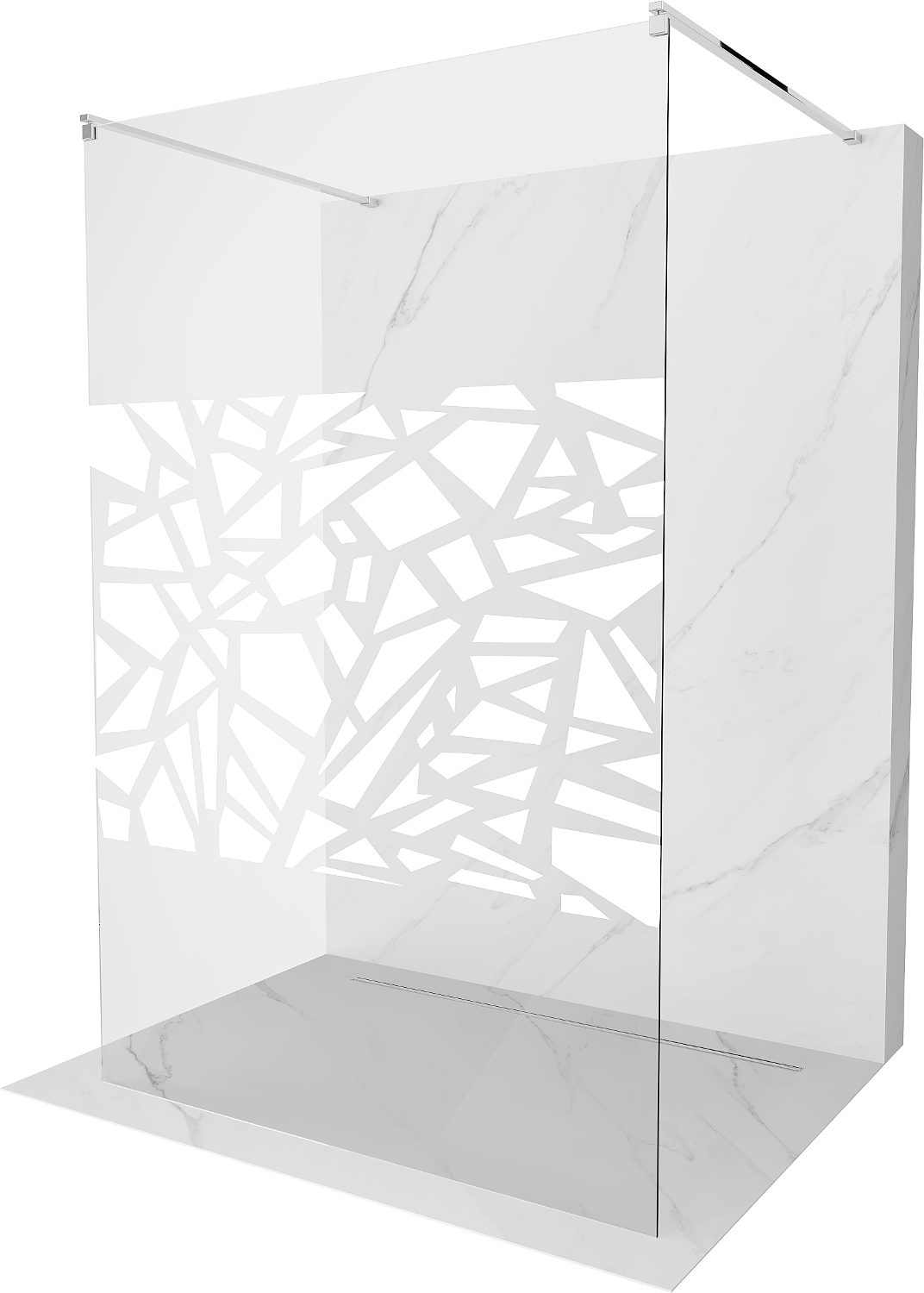 Mexen Kioto ścianka prysznicowa wolnostojąca 120 x 200 cm, biały wzór 8 mm, chrom - 800-120-002-01-85