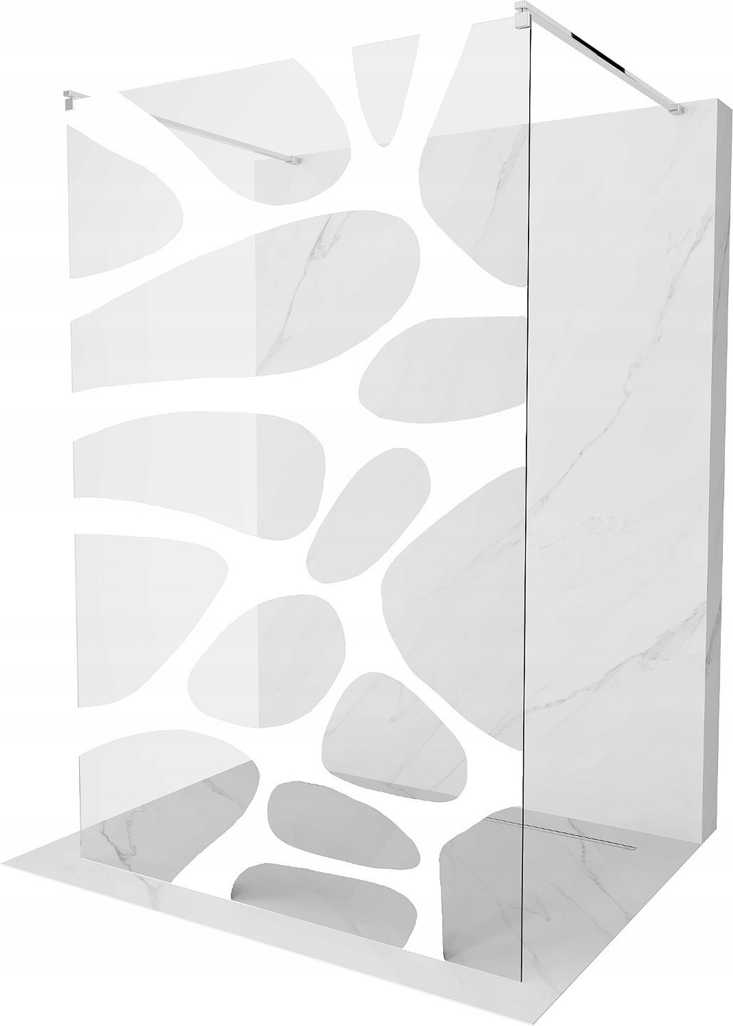 Mexen Kioto ścianka prysznicowa wolnostojąca 110 x 200 cm, biały wzór 8 mm, chrom - 800-110-002-01-97