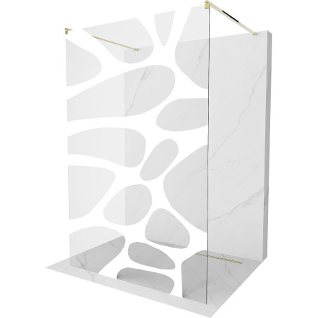 Mexen Kioto ścianka prysznicowa wolnostojąca 110 x 200 cm, biały wzór 8 mm, złota - 800-110-002-50-97