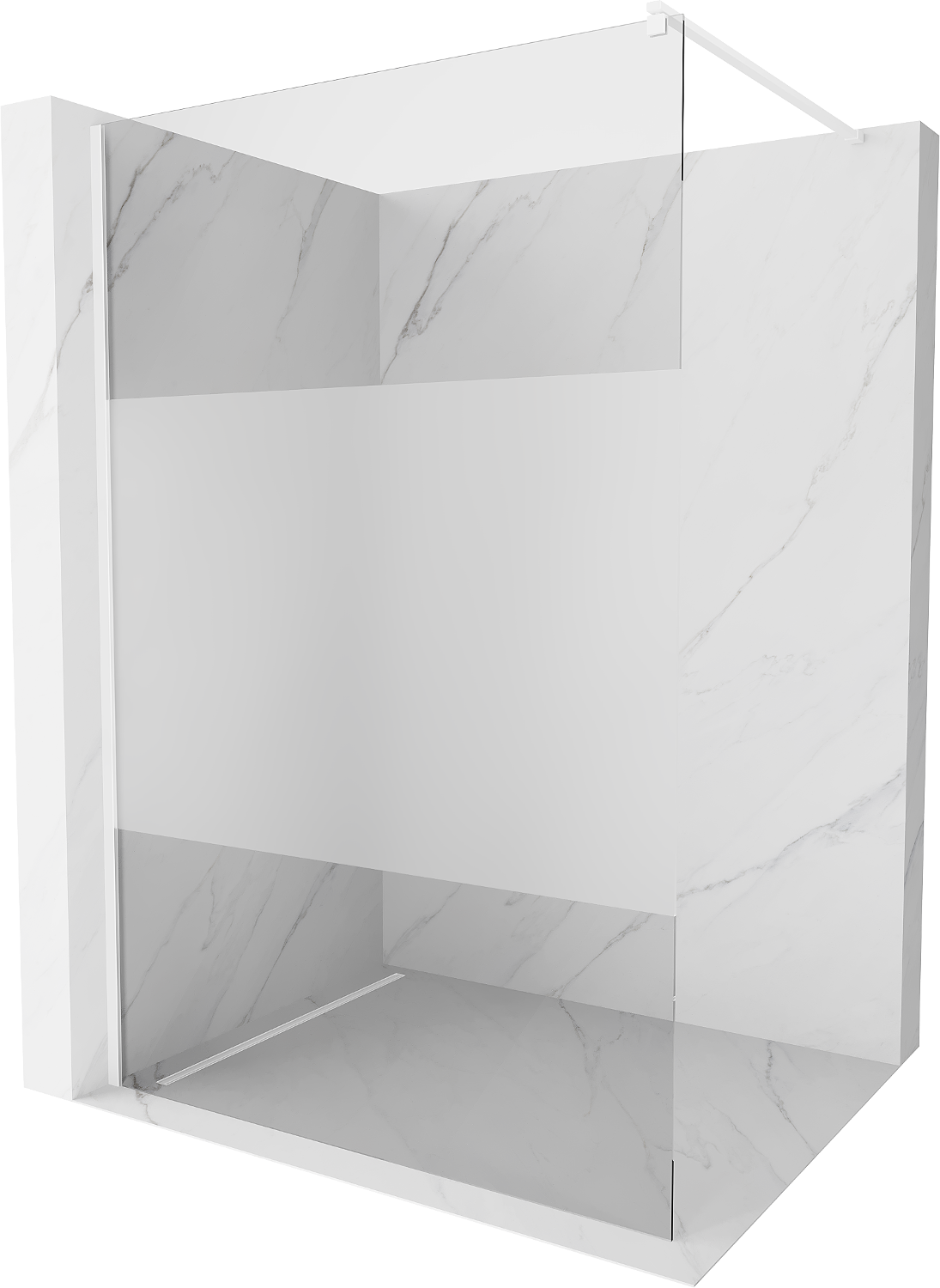 Mexen Kioto ścianka prysznicowa Walk-in 70 x 200 cm, transparent/szron 8 mm, biała - 800-070-101-20-35