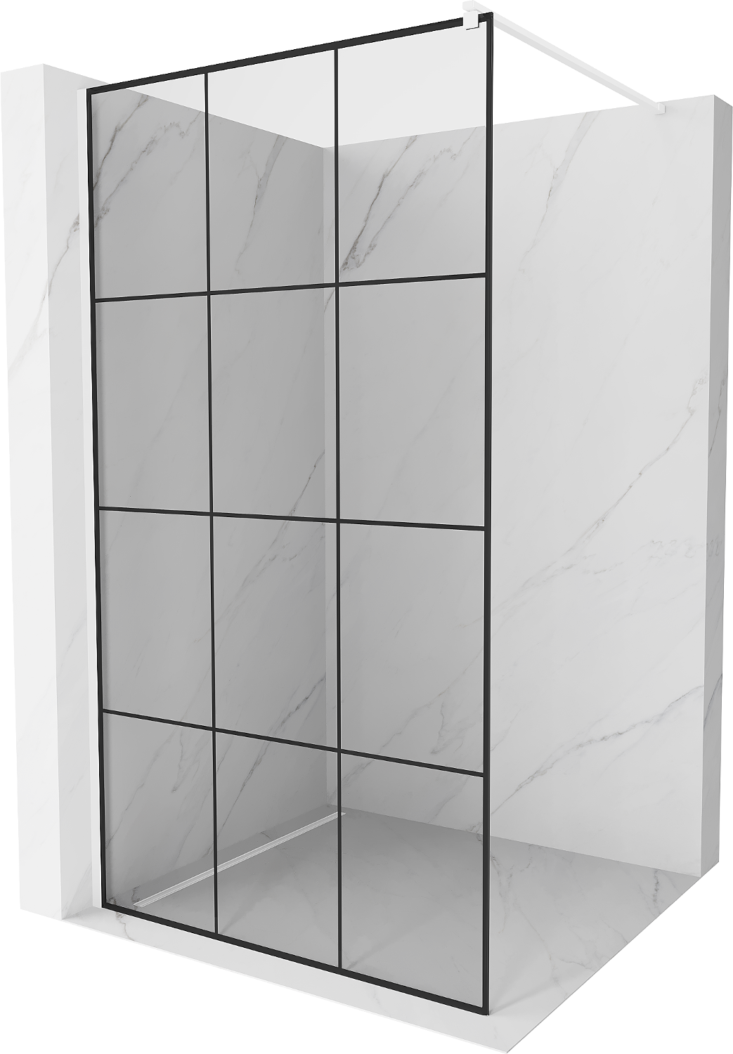 Mexen Kioto ścianka prysznicowa Walk-in 110 x 200 cm, czarny wzór 8 mm, biała - 800-110-101-20-77