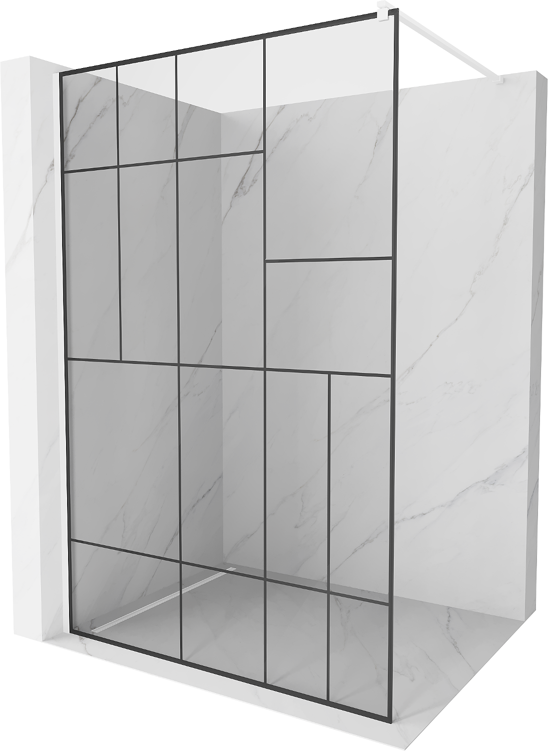 Mexen Kioto ścianka prysznicowa Walk-in 120 x 200 cm, czarny wzór 8 mm, biała - 800-120-101-20-78