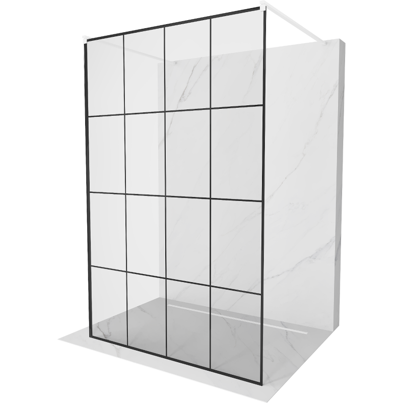 Mexen Kioto ścianka prysznicowa wolnostojąca 140 x 200 cm, czarny wzór 8 mm, biała - 800-140-002-20-77