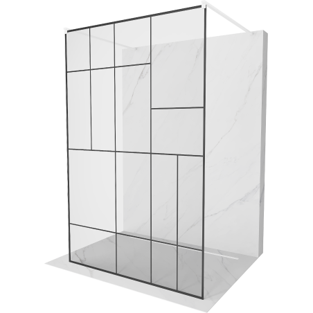 Mexen Kioto ścianka prysznicowa wolnostojąca 110 x 200 cm, czarny wzór 8 mm, biała - 800-110-002-20-78