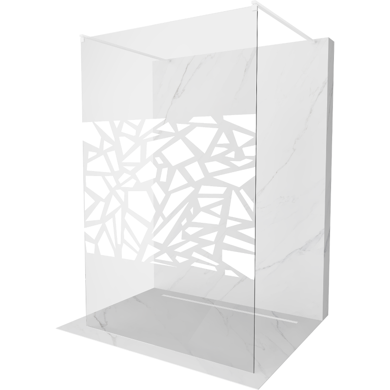 Mexen Kioto ścianka prysznicowa wolnostojąca 110 x 200 cm, biały wzór 8 mm, biała - 800-110-002-20-85