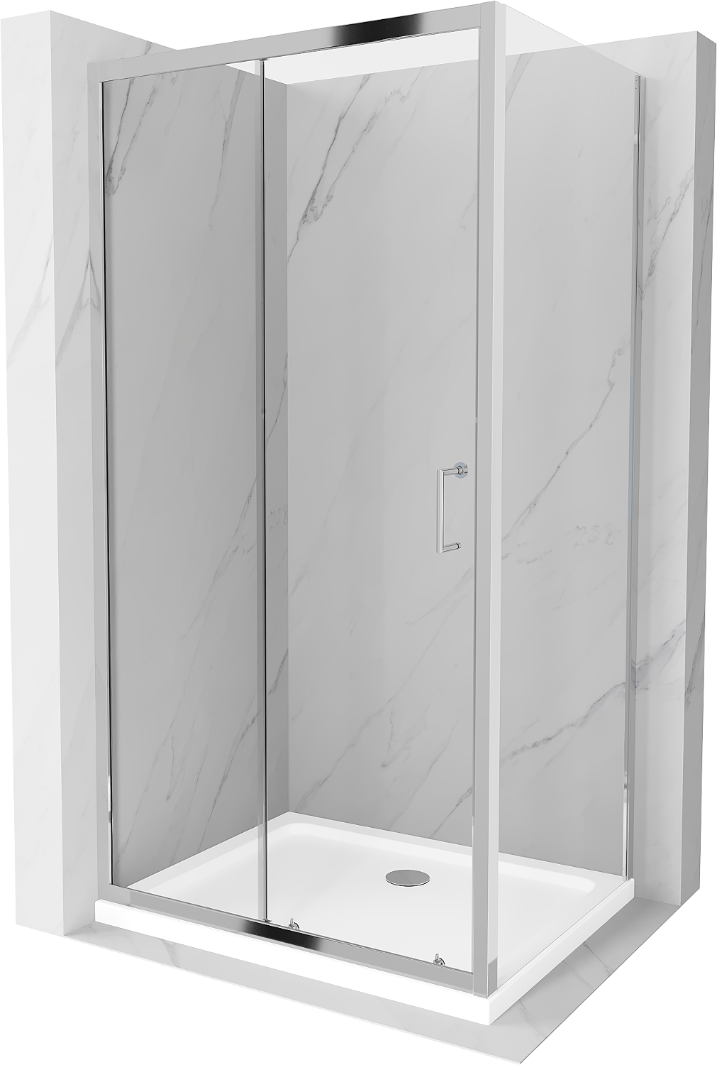 Mexen Apia kabina prysznicowa rozsuwana 90 x 100 cm, transparent, chrom + brodzik Flat - 840-090-100-01-00-4010