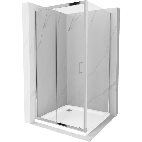 Mexen Apia kabina prysznicowa rozsuwana 100 x 100 cm, transparent, chrom + brodzik Flat - 840-100-100-01-00-4010