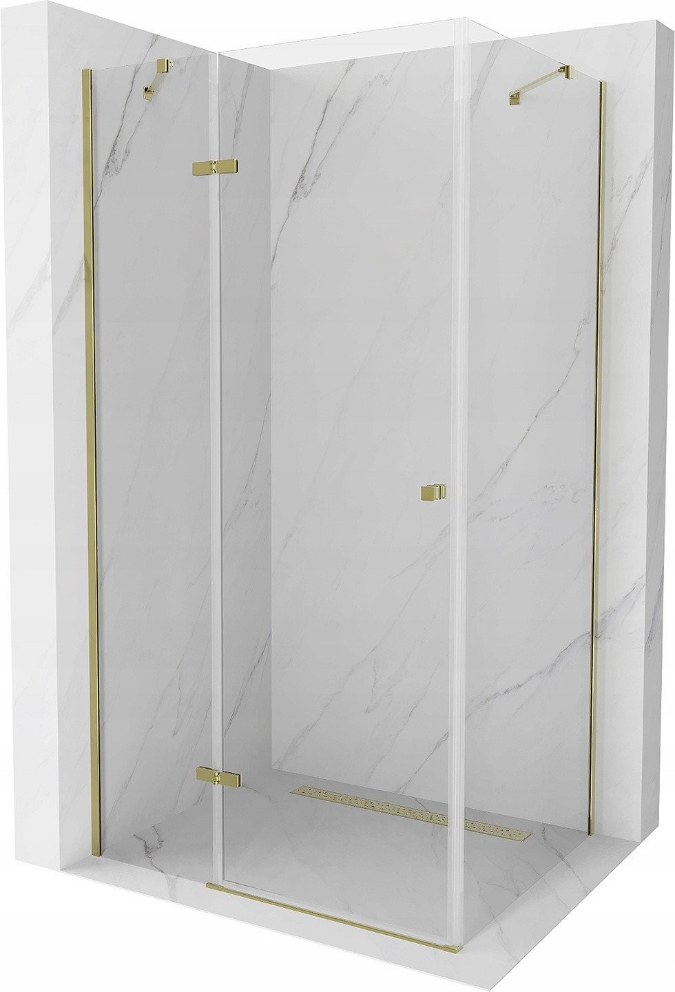 Mexen Roma kabina prysznicowa uchylna 90 x 80 cm, transparent, złota - 854-090-080-50-00
