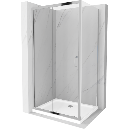 Mexen Apia kabina prysznicowa rozsuwana 130 x 90 cm, transparent, chrom + brodzik Flat - 840-130-090-01-00-4010