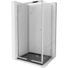 Mexen Apia kabina prysznicowa rozsuwana 140 x 80 cm, transparent, chrom + brodzik Flat, czarny - 840-140-080-01-00-4070