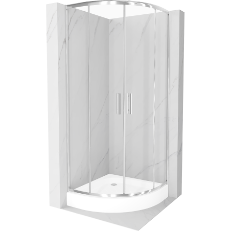 Mexen Rio kabina prysznicowa półokrągła 90 x 90 cm, transparent, chrom + brodzik Rio, biały - 863-090-090-01-00-4710