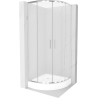 Mexen Rio kabina prysznicowa półokrągła 80 x 80 cm, szron, chrom + brodzik Rio, biały - 863-080-080-01-30-4710