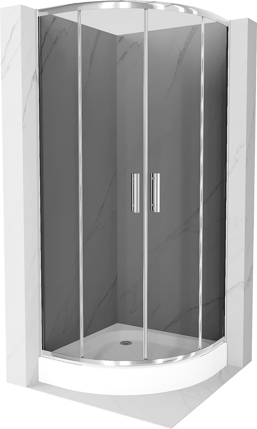 Mexen Rio kabina prysznicowa półokrągła 90 x 90 cm, grafit, chrom + brodzik Rio, biały - 863-090-090-01-40-4710
