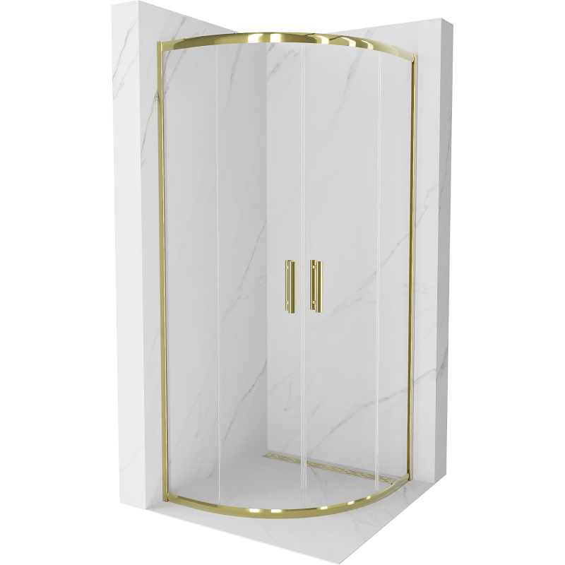 Mexen Rio kabina prysznicowa półokrągła 90 x 90 cm, transparent, złota - 863-090-090-50-00