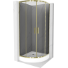 Mexen Rio kabina prysznicowa półokrągła 80 x 80 cm, grafit, złota + brodzik Rio, biały - 863-080-080-50-40-4710