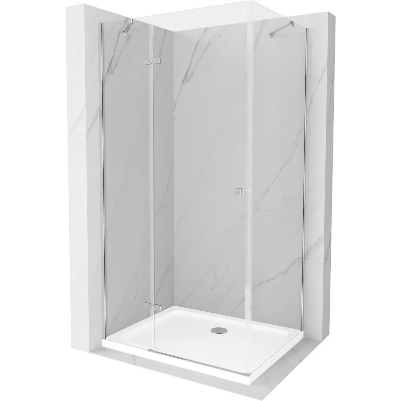 Mexen Roma kabina prysznicowa uchylna 100 x 70 cm, transparent, chrom + brodzik Flat - 854-100-070-01-00-4010