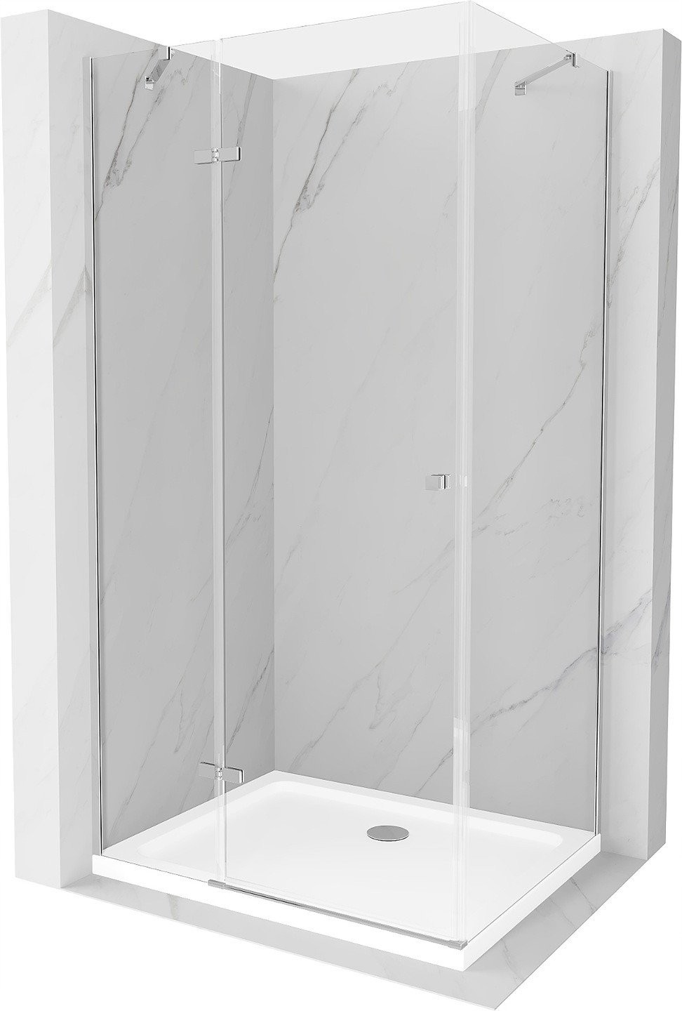 Mexen Roma kabina prysznicowa uchylna 100 x 70 cm, transparent, chrom + brodzik Flat - 854-100-070-01-00-4010