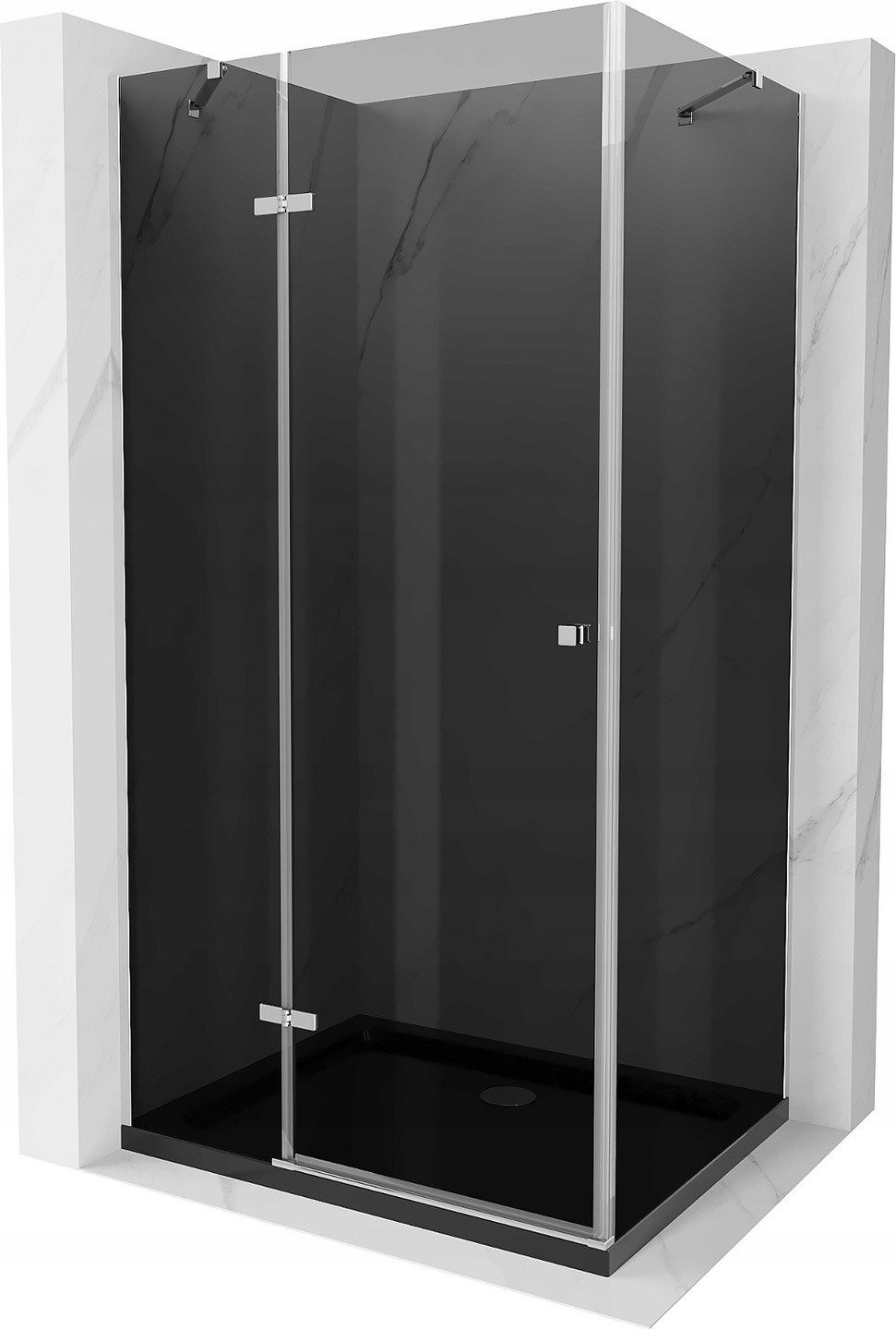 Mexen Roma kabina prysznicowa uchylna 90 x 120 cm, grafit, chrom + brodzik Flat, czarny - 854-090-120-01-40-4070