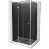 Mexen Roma kabina prysznicowa uchylna 70 x 80 cm, grafit, chrom + brodzik Flat, biały - 854-070-080-01-40-4010